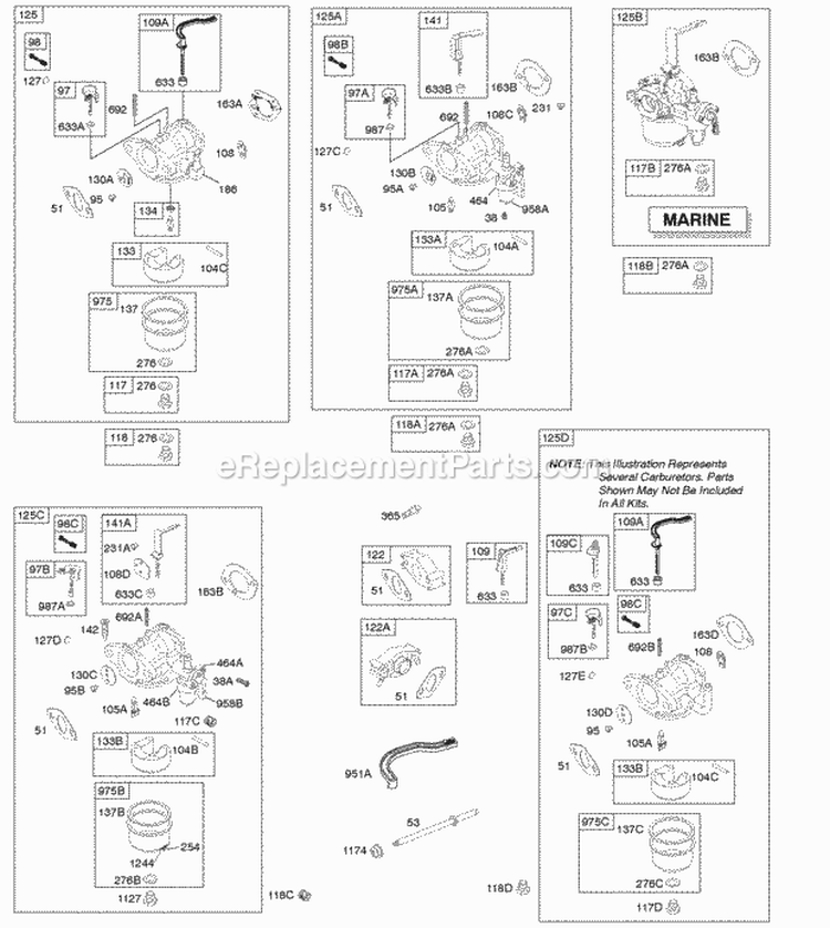 Carburetor Diagram and Parts List for 122332-4115-B8  Briggs and Stratton Engine